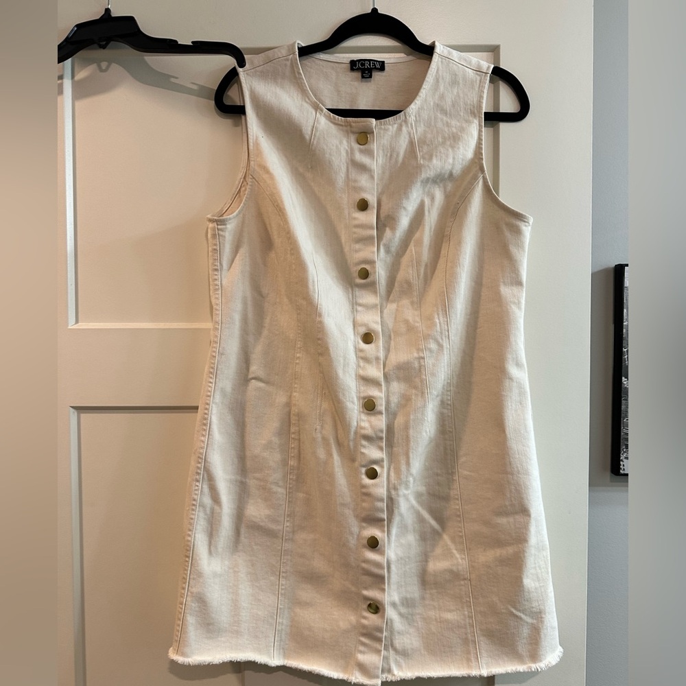 J. Crew Ivory Denim Sleeveless Button-Front Dress 14